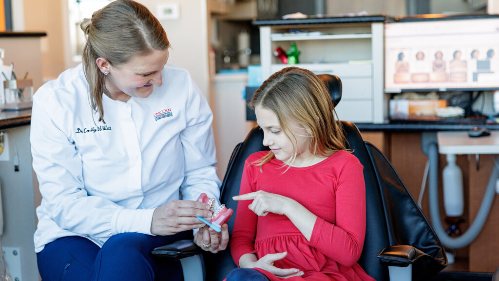 girl, age 7 at first orthodontic visit at Lincoln Orthodontics